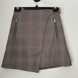 b+ab Plaid Wrap Mini Skirt